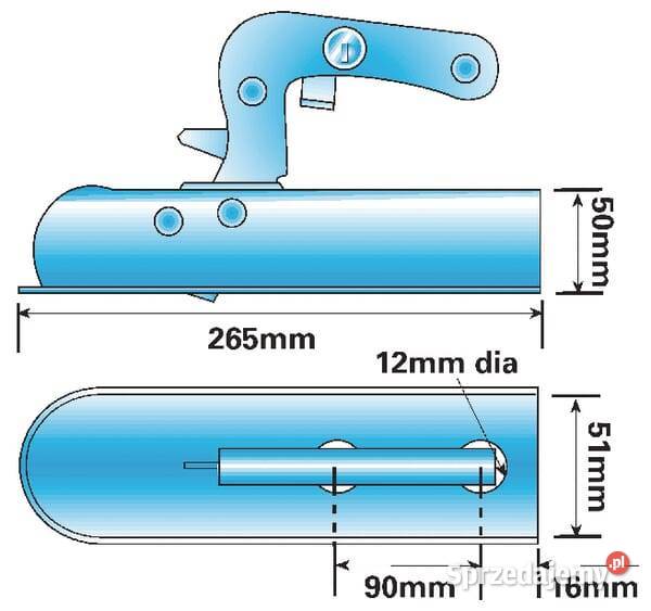 Zaczep kulowy przyczepki 750 5051 mm WS1001