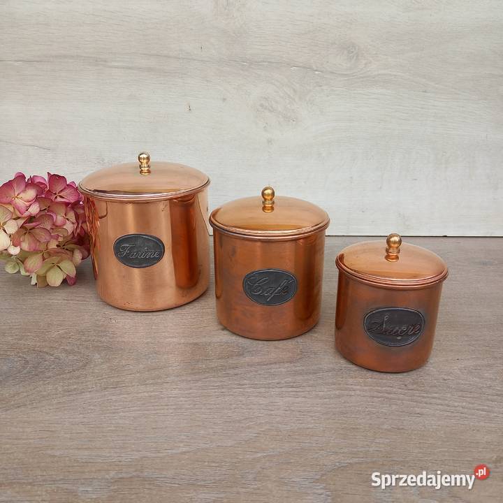Miedziane pojemniki kuchenne komplet 3 miedziana mazowieckie