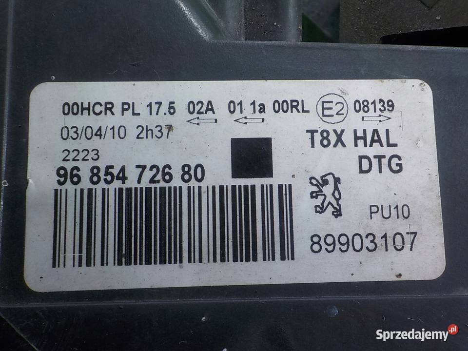 PEUGEOT 5008 I 10r 5D lampa prawa przod Suków