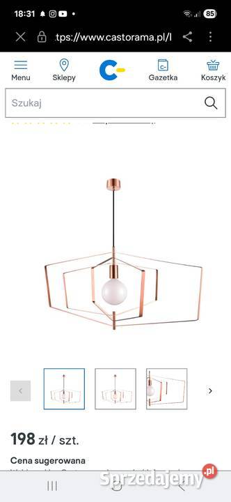 Lampa wisząca miedziana 90 x 40 E27 Łódź