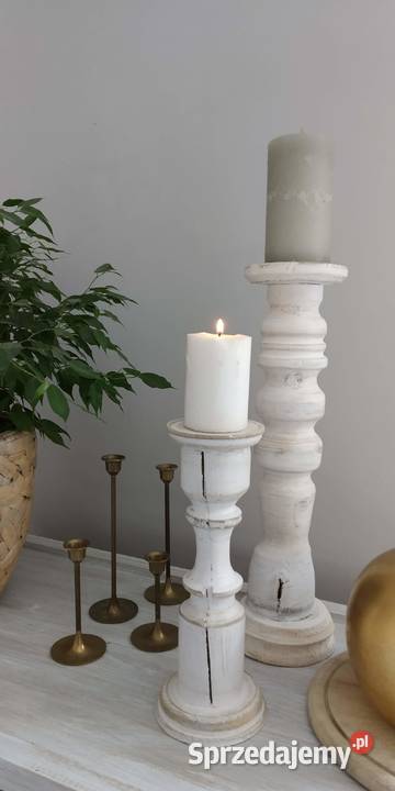 Świeczniki drewniane toczone ręcznie Styl łódzkie