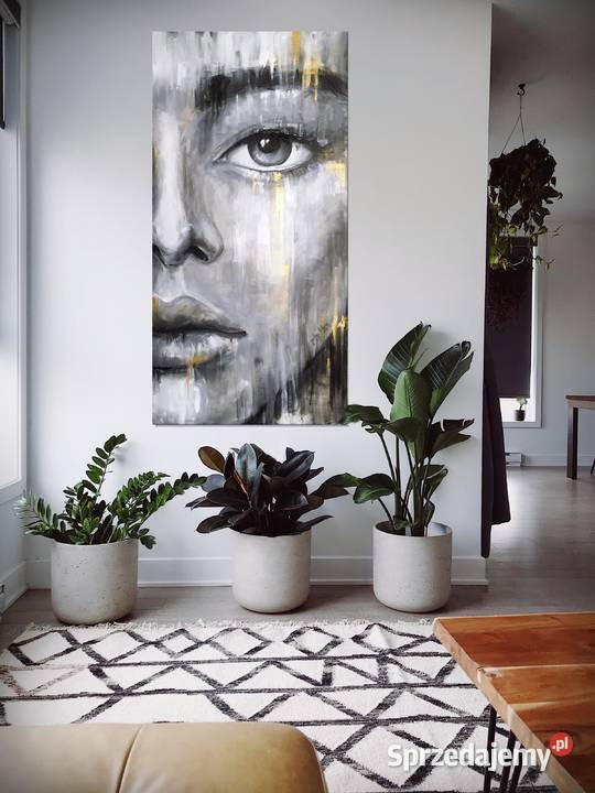 Twarz abstrakcja złoto obraz abstrakcyjny