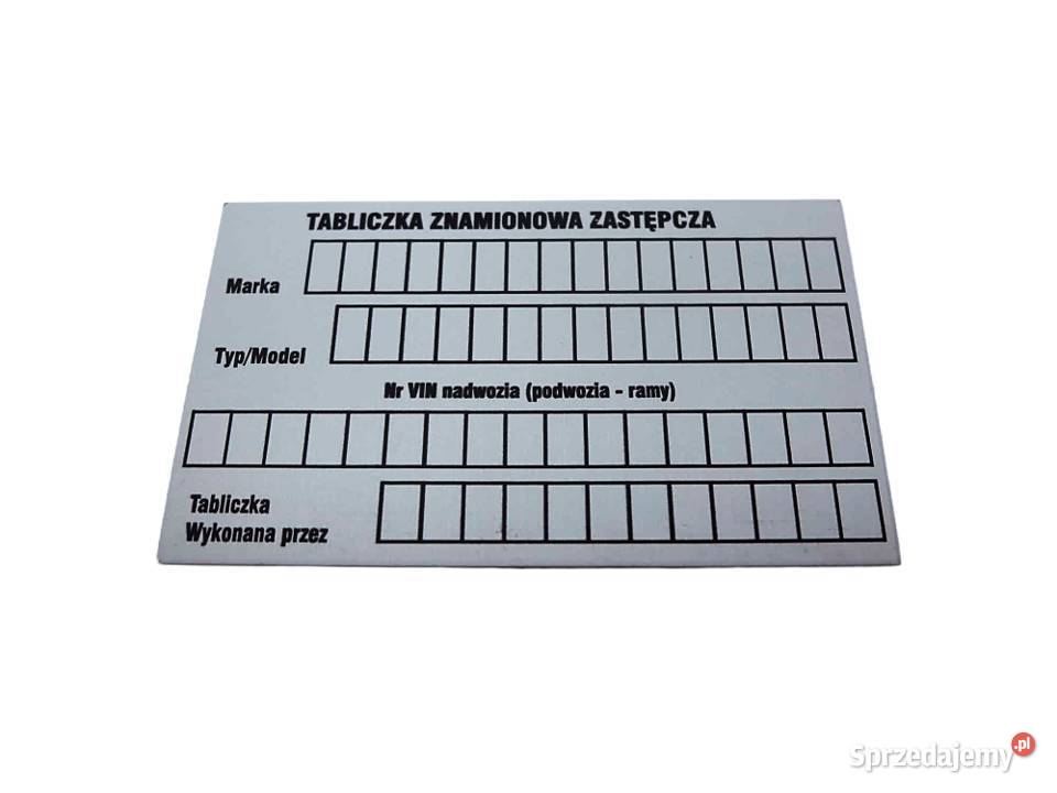 Tabliczka znamionowa zastępcza uniwersalna 10 Chynów sprzedam