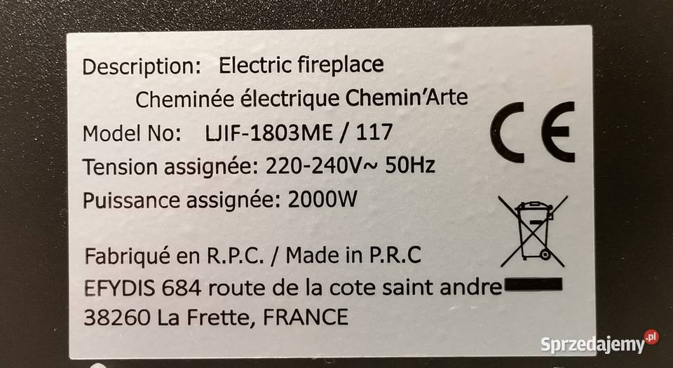 Kominek elektryczne CheminArte 117 Płomienie Zamość sprzedam