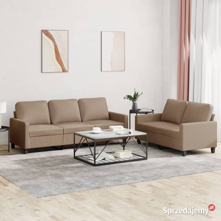 2osobowa sofa z poduszkami cappuccino sztuczna mazowieckie Warszawa
