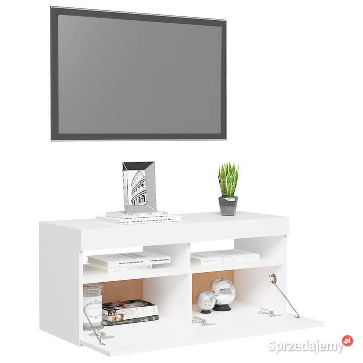 Szafka pod TV z oświetleniem LED biała 90x35x40 mazowieckie Warszawa