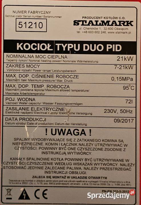 Piec Kocioł na Drewno i Ekogroszek Stalmark Duo