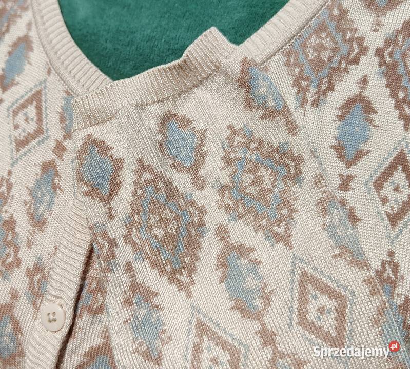 Beżowy sweter kardigan Esmara 40 wzór aztec boho zachodniopomorskie Szczecin