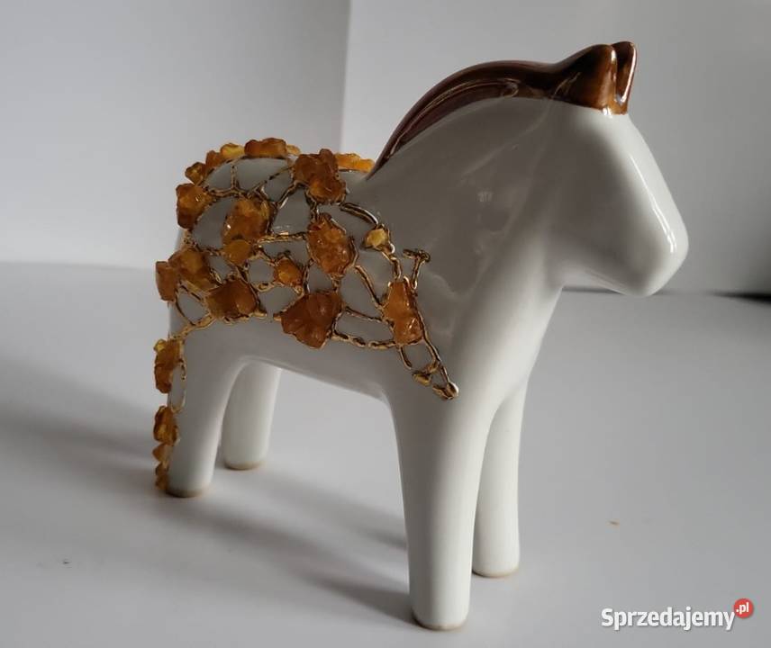 Koń Figurka Konik ceramiczny ręcznie malowany Sierakowice