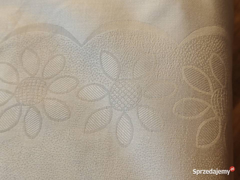 Obrus biały bawełna PRL biały Obrusy Legnica