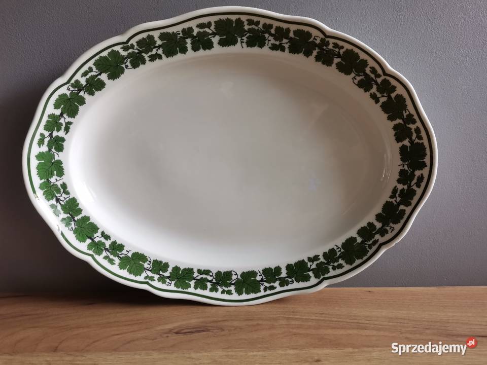 Stara wielka patera półmisek Winorośl Winogrona Porcelana i szkło Katowice