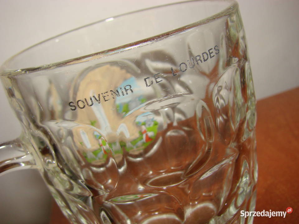Pamiątka z Lourdes szklany kufel Pruszcz Gdański
