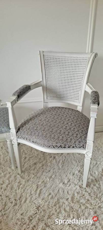 Stylowy fotel rafia pufa stołek ornament toczone Szczecin