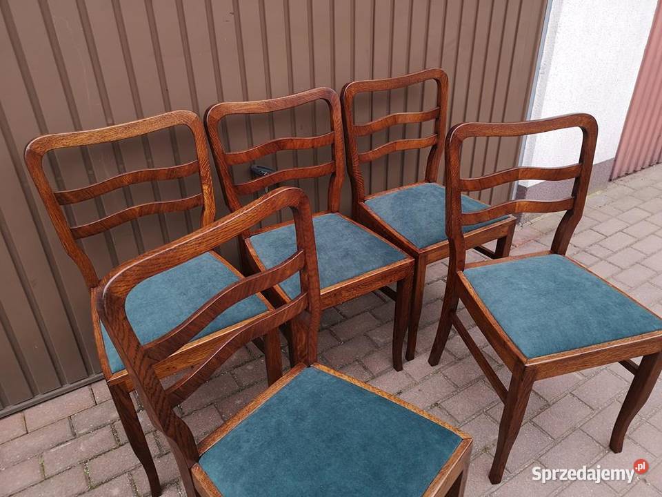 Krzesła ARTDECO Stare Antyk Komplet 5 Sztuk wielkopolskie Swarzędz