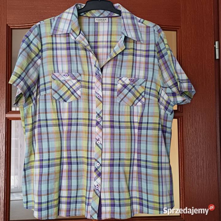 Koszula damska w kratę bluzka XL z krótkim Sieradz sprzedam