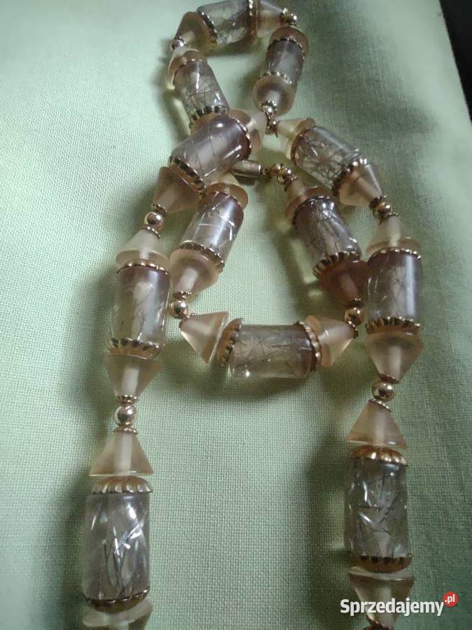 Piękne stare francuskie korale naszyjnik lucite Gniezno sprzedam