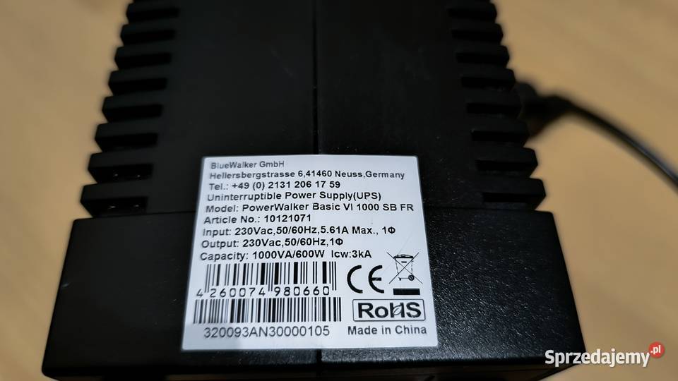 Zasilacz UPS POWERWALKER VI 1000 SB FR 1000VA Racibórz