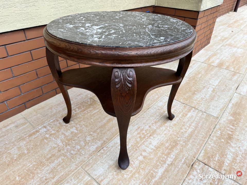 Stolik z kamiennym blatem stylowy kawowy okrągły mazowieckie Sulbiny