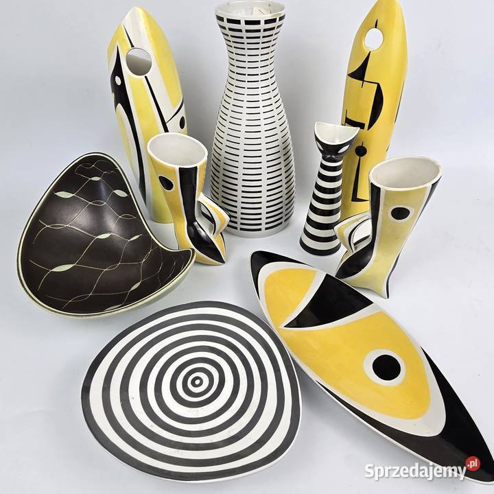 Patera ala Picasso Zsolnay Trk Janos design lata Porcelana i szkło mazowieckie