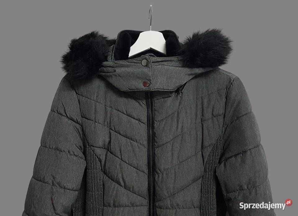 Damska kurtka zimowa ciemno szara z kapturem i Chrzanów