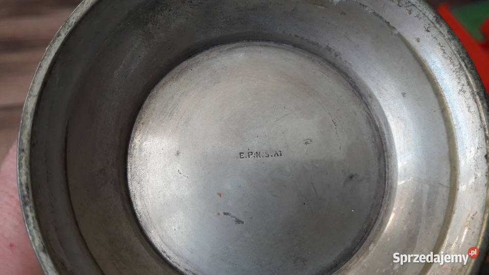 Stary mosiężny kufel kiedyś plater sygnowany Gdynia