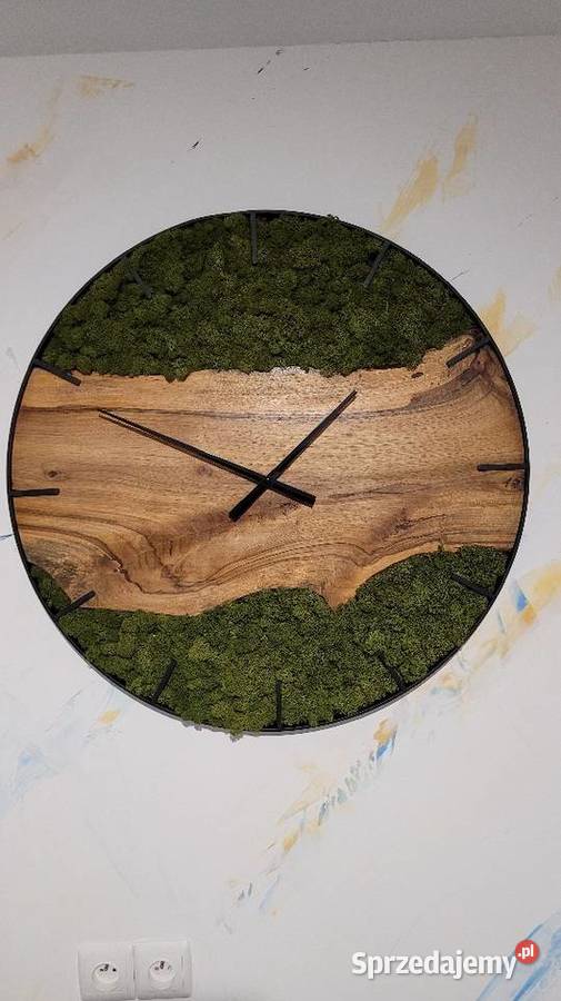 Zegar ścienny duży z mchem chrobotkiem Rzeszów sprzedam
