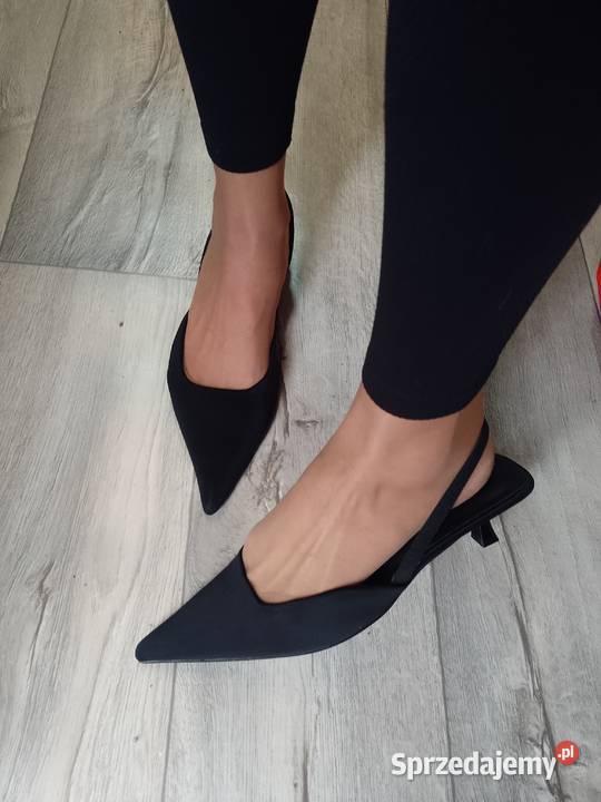 4243 Czarne niskie czółenka wieczorowe z odkrytą inna Kraków