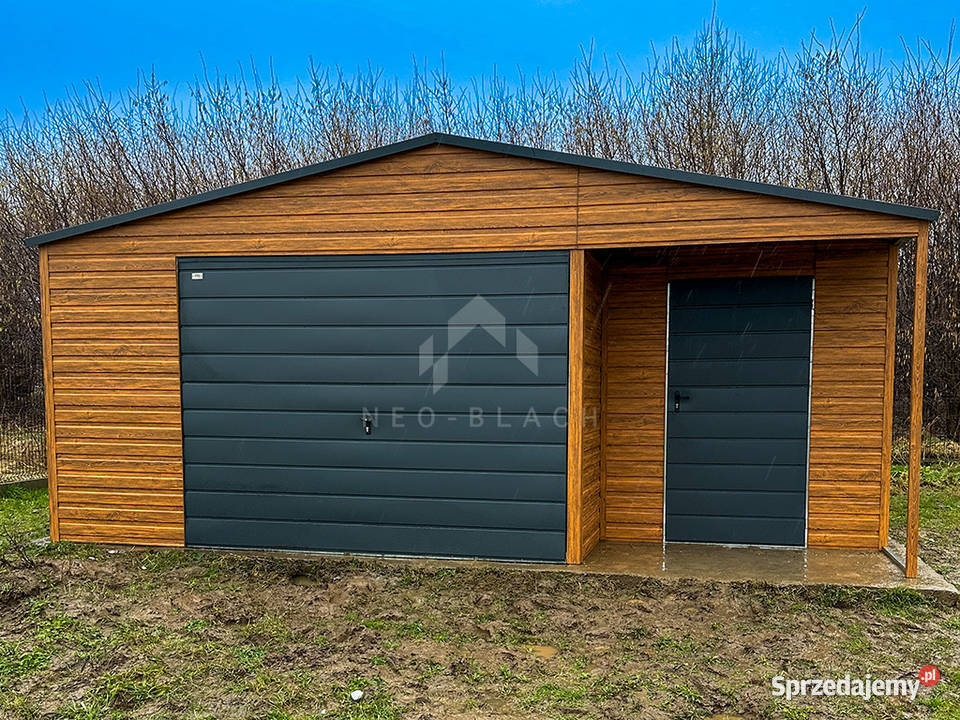 Garaż Blaszany 8x5m Wnęka 1x2 Brama Jasny Orzech 40m2 Turek