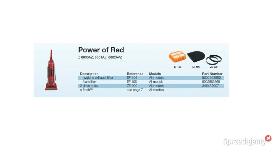 EF105 Filtr HEPA Elektrolux Power of red Z8800 Szczerbice sprzedam
