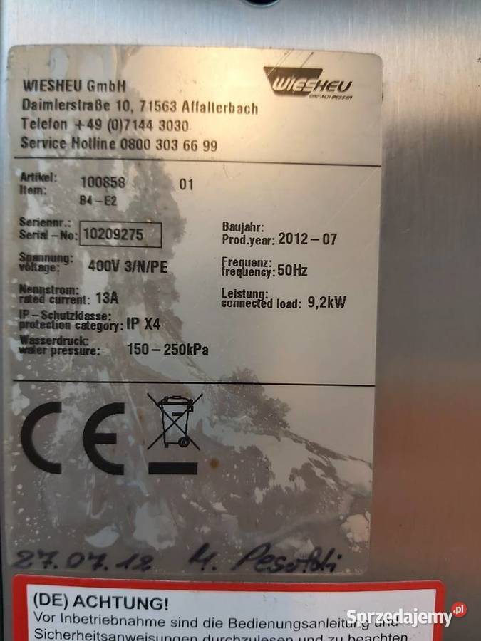 Piec WIESHEU EUROMAT 64 LPiekarnia cukiernia Biznes i Przemysł Bydgoszcz