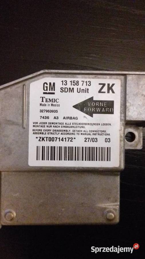 STEROWNIK SENSOR AIRBAG OPEL MERIVA A 327963935 wyposażenie elektryczne Kalwaria Zebrzydowska