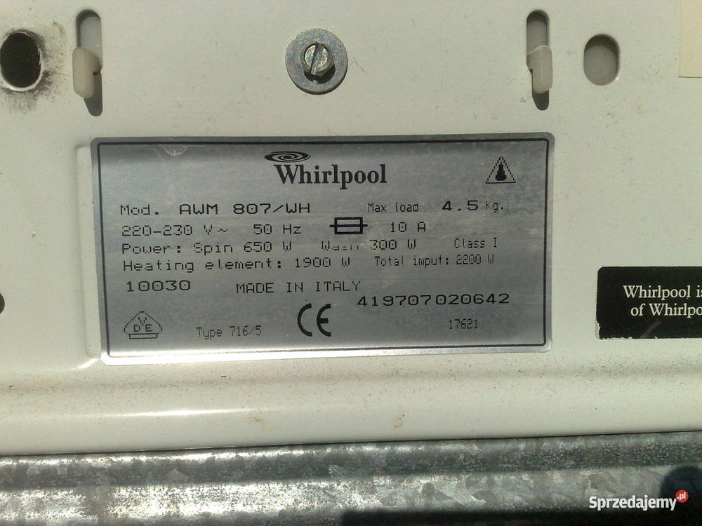 Pralka automatyczna Whirlpoolprodukcji włoskiej