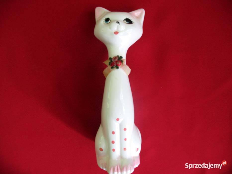 Kot kotek w kropeczki stara figurka porcelana Siedlce