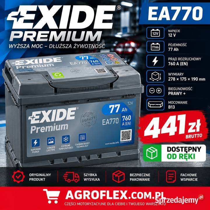 EXIDE PREMIUM EA770 12V 77Ah 760A 441 brutto Motoryzacja Kochanów