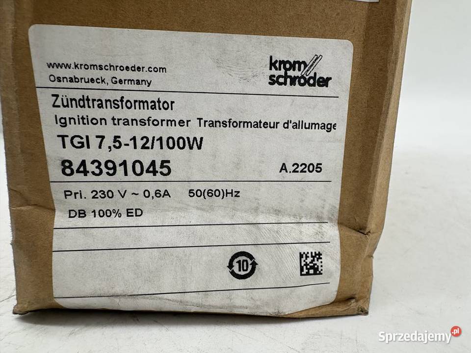 Kromschroder TGI 7512100W 84391045 Transformator Pozostałe mazowieckie sprzedam
