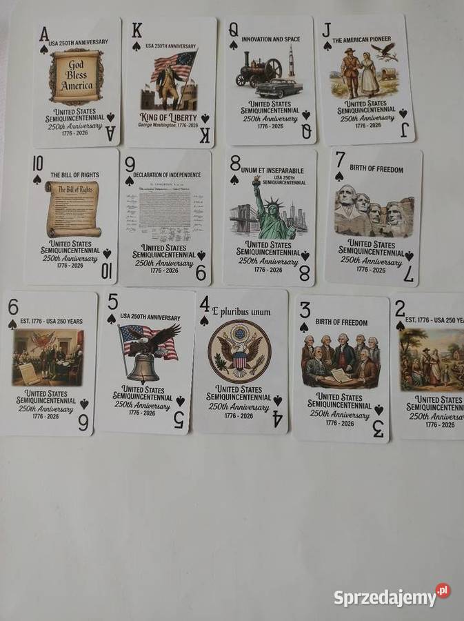 Pamiątkowe karty do gry 250 lat USA