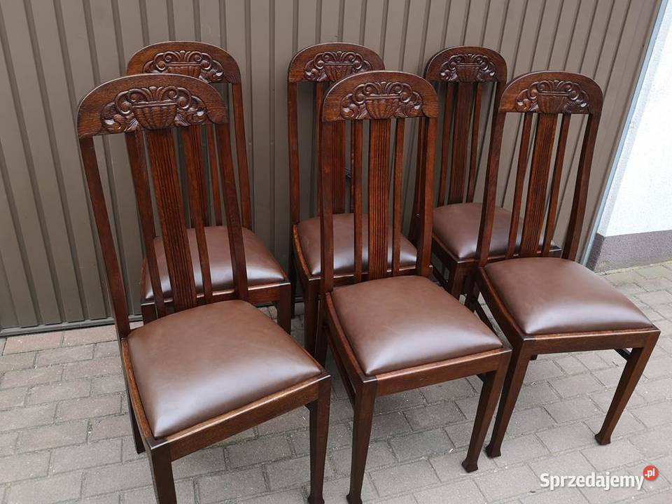 Krzesła Dębowe Wysokie Politura Stare Antyk Swarzędz