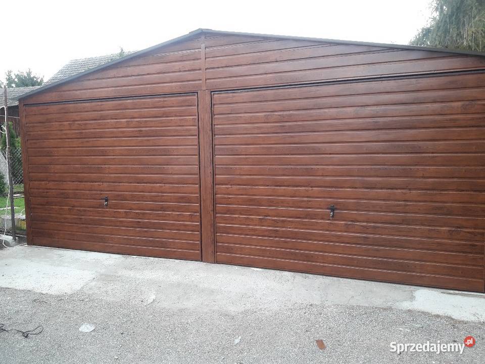 GrzywStal garaż blaszany drewnopodobny 6x6 bramy Pyrzowice