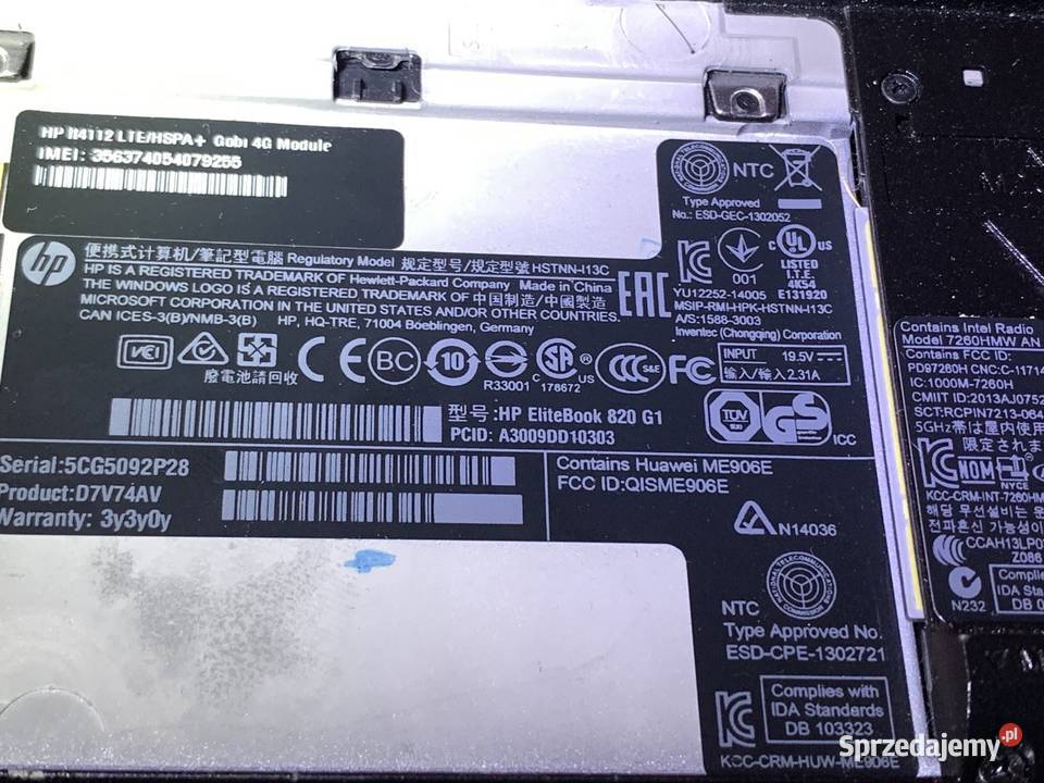 Hp elitebook 820 g1 z grami Liczba rdzeni 2 Kobyłka