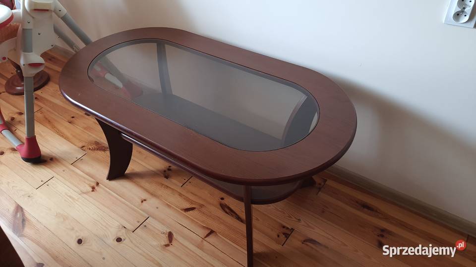 Ława stolik kawowy z szybą i półką zadbany Lublin