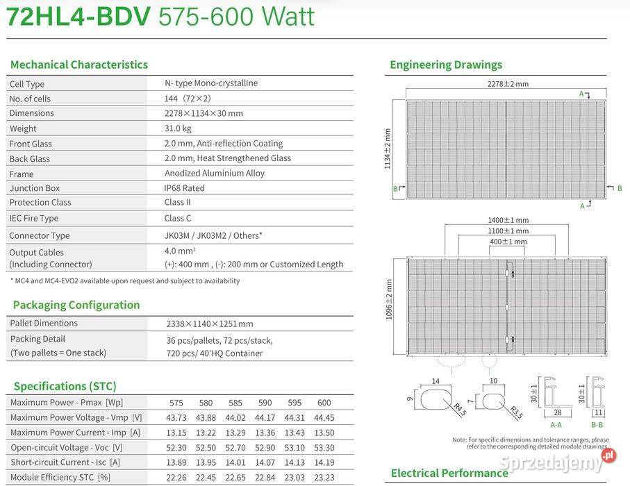 Panel fotowoltaiczny JINKO 590W BDV BIFACIAL