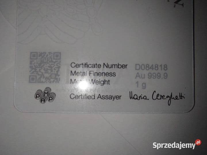 Sztabka złota 1g 1 gram PAMP Łuków