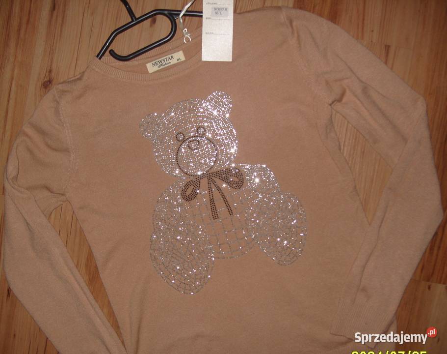 NEWSTAR FASHION sweterek z cyrkoniowym Miśkiem Inny materiał Rawicz