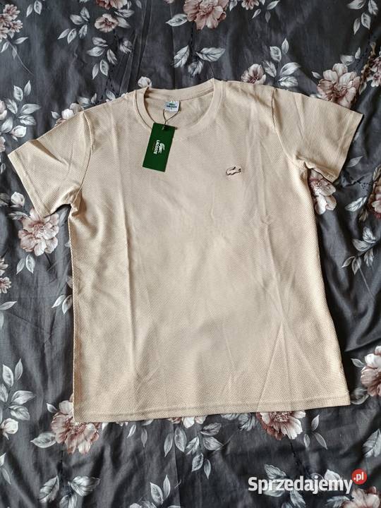 Tshirt bawełniany Lacoste beżowy L regular fit Białystok