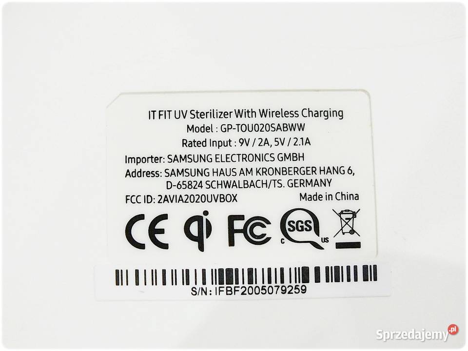Samsung Sterylizator UV Automatyczny Nowy Stan AGD drobne Żary