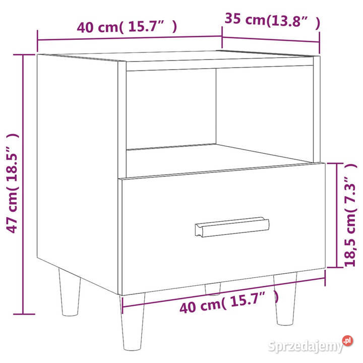 Szafki nocne 2 przydymiony dąb 40x35x47 WM817298 Nocne Warszawa