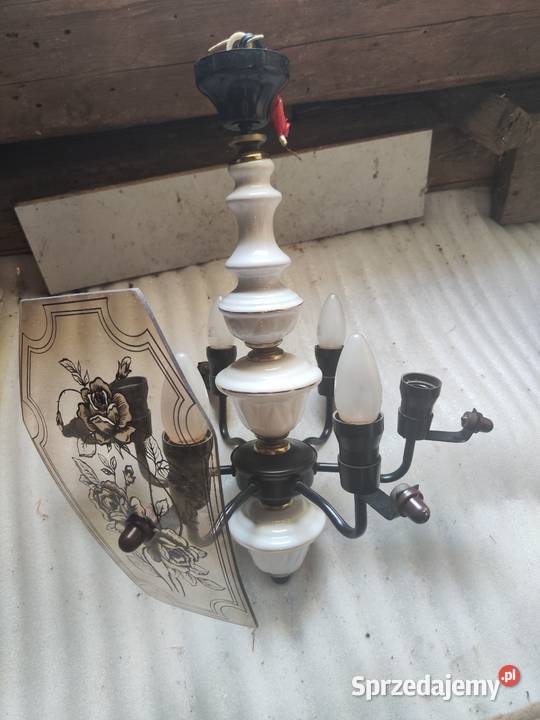 Lampa sufitowa porcelana i szkło Kozłówek