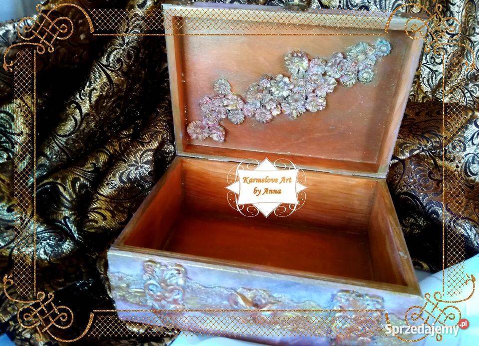 Szkatułka drewniana decoupage rękodzieło prezent Warszawa