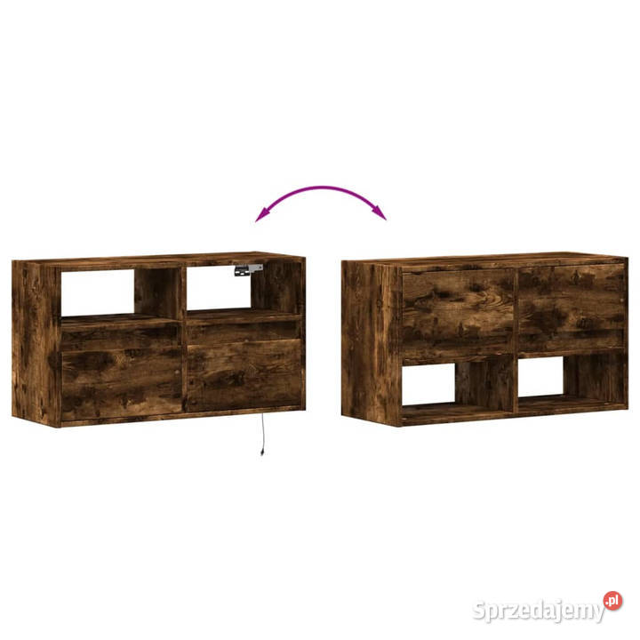 Ścienna szafka TV z LED przydymiony dąb 80x31x45 Warszawa