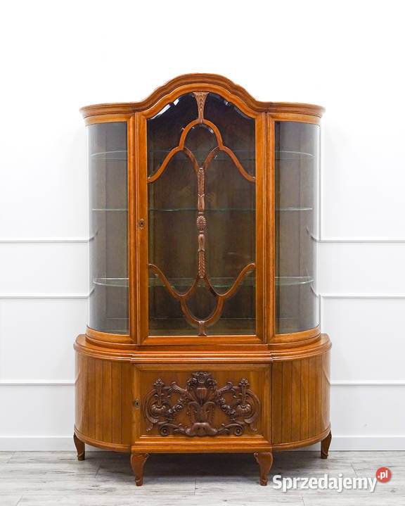 Dębowa Witryna Ludwik PÓŁOKRĄGŁE szyby ZDOBIONY wielkopolskie Kalisz